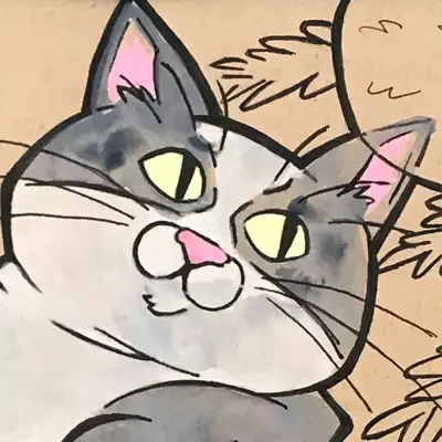 Sofie the adorable cat - ink and watercolor.